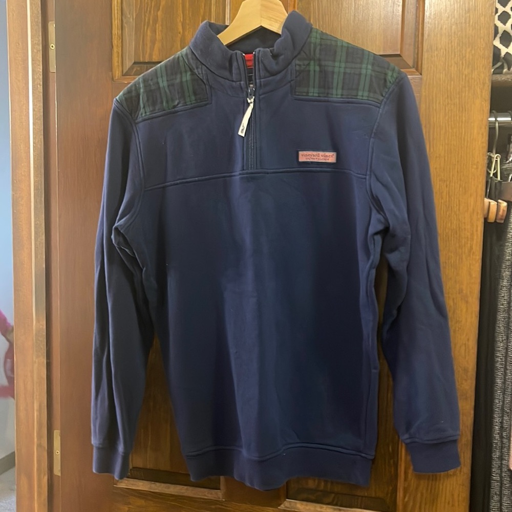 Vineyard vines women shep shirt navy and plaid